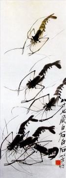 Qi Baishi shrimp 5 traditional Chinese Oil Paintings